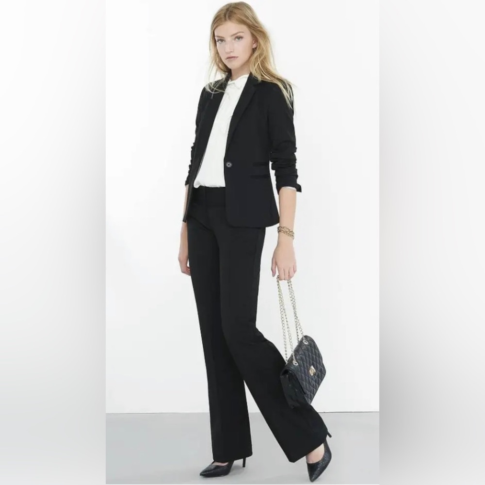 NWOT EXPRESS EDITOR SEAM WIDE WAISTBAND BLACK PANTS sz 00R